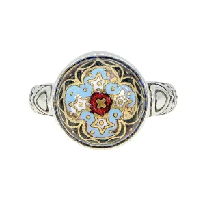 Victorian Antique Inlay Button Ring