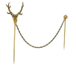 Victorian Diamond 14 Karat Gold Elk Stickpin Circa 1900