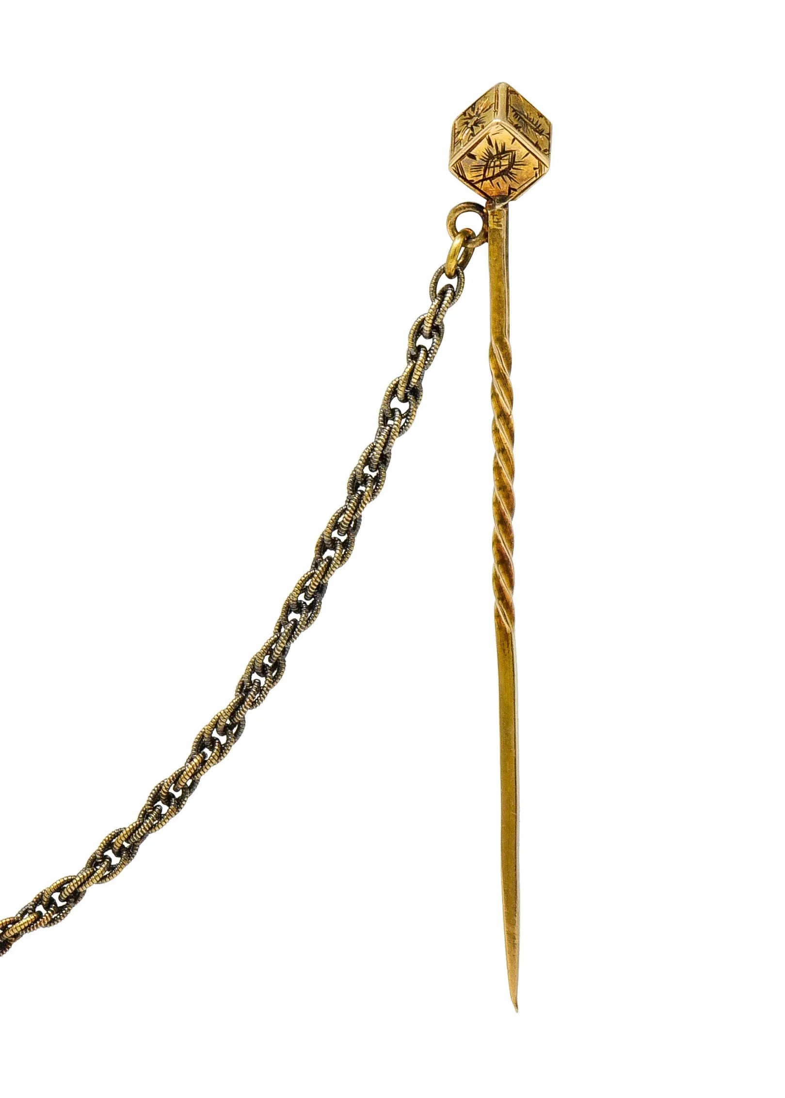 Victorian Diamond 14 Karat Gold Elk Stickpin Circa 1900