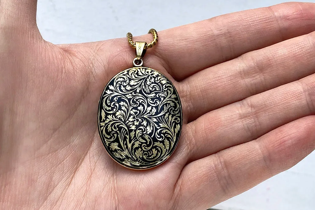 Victorian Double-Sided Black Enamel Locket