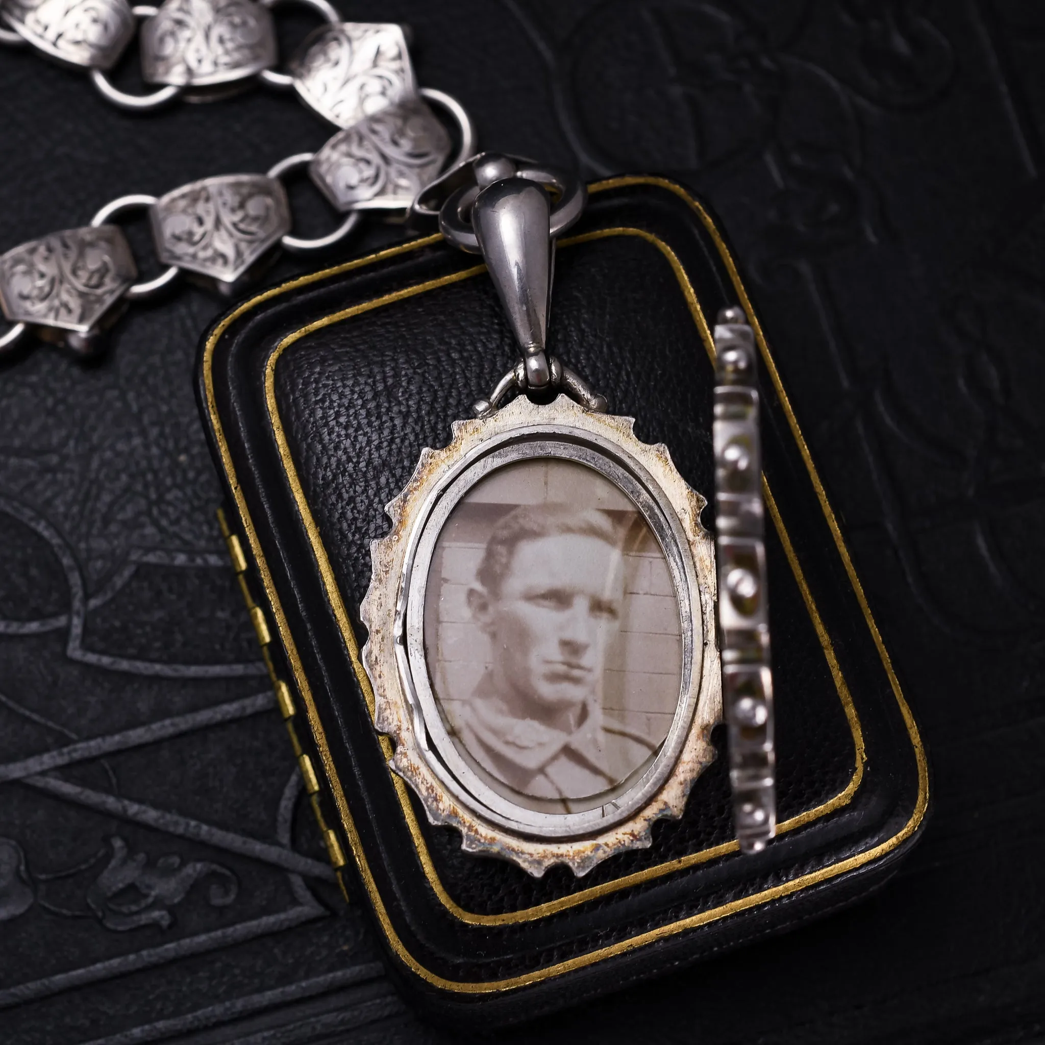 Victorian Enamel "Language of Flowers" Locket & Collar Necklace