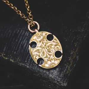 Victorian Floral Chased Oval Pendant