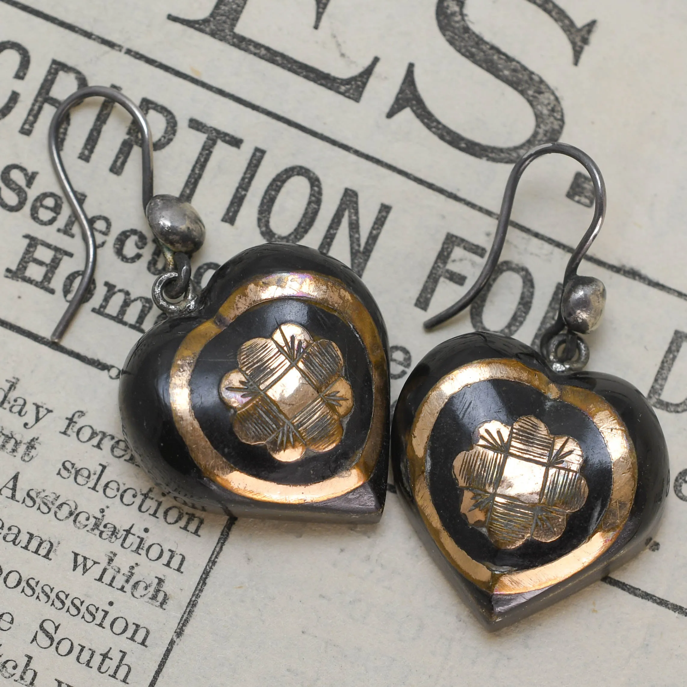 Victorian Floral Pique Heart Earrings