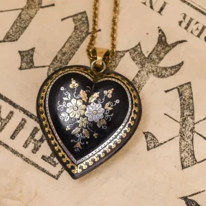 Victorian Floral Pique Heart Pendant