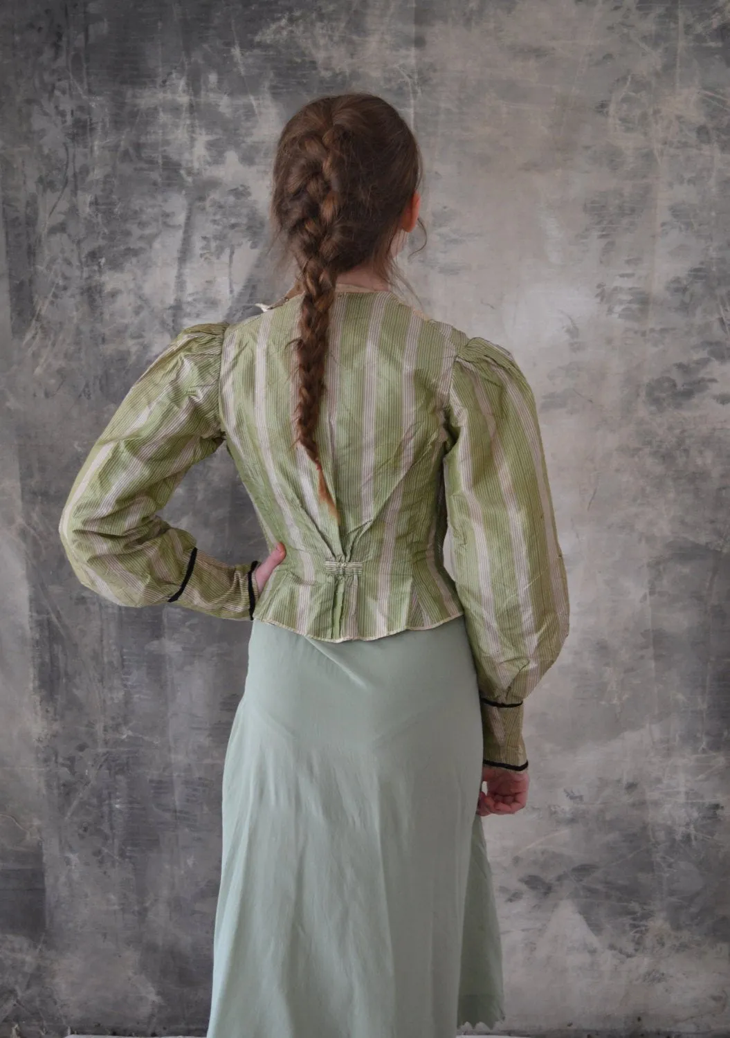 Victorian Green Striped Blouse