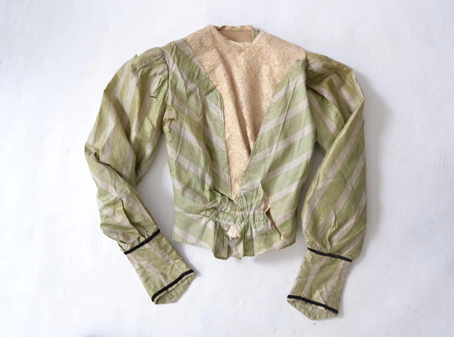 Victorian Green Striped Blouse