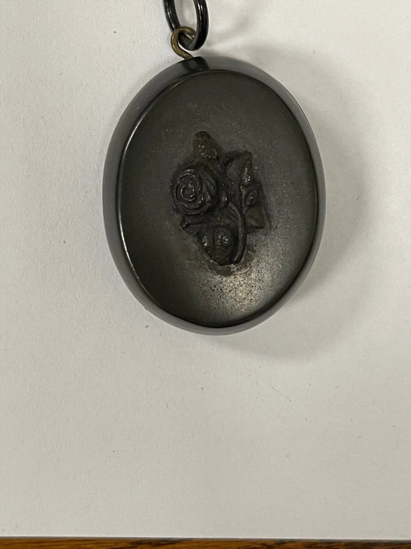 Victorian Jet Pendant Locket & Chain