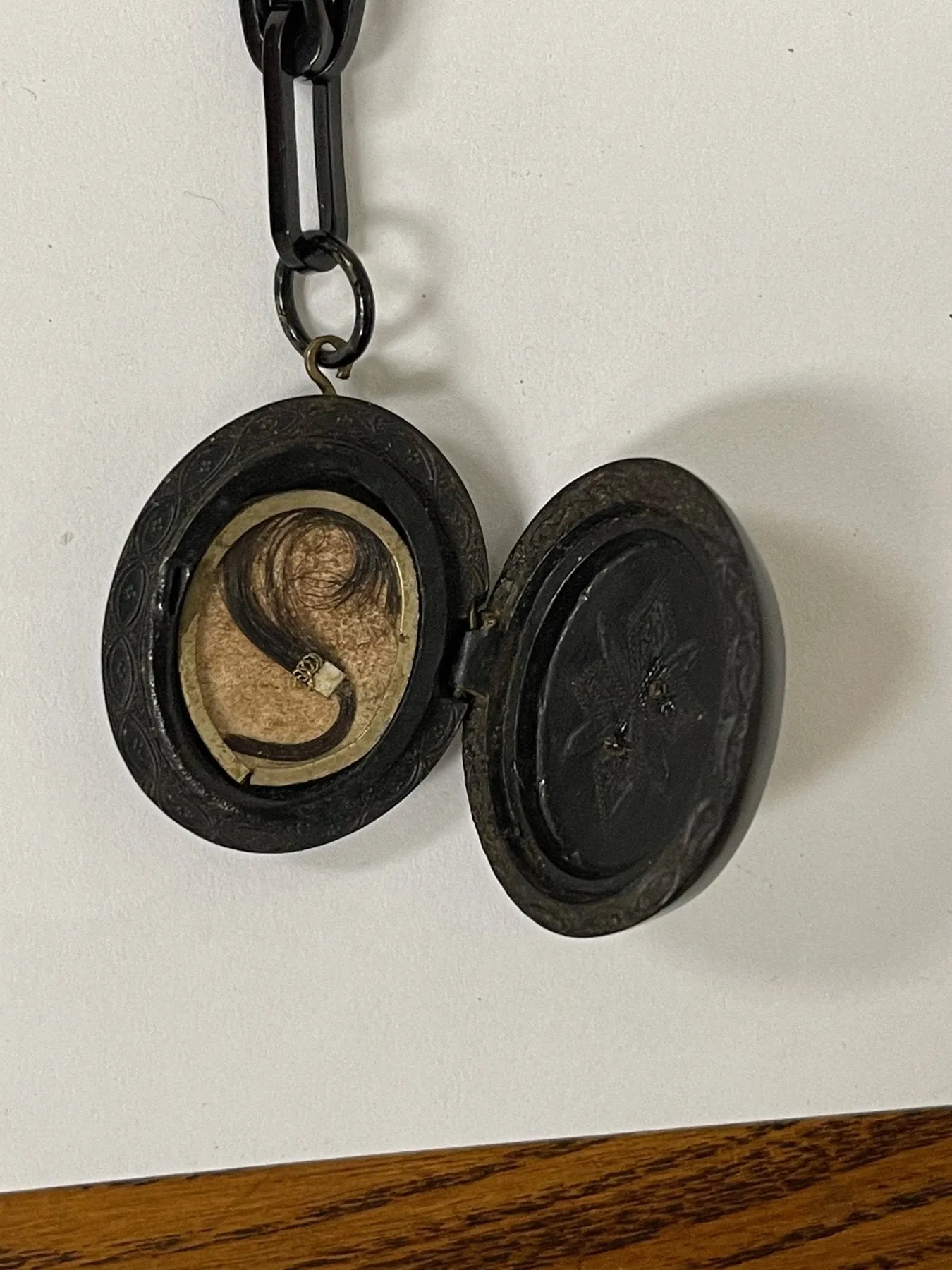 Victorian Jet Pendant Locket & Chain