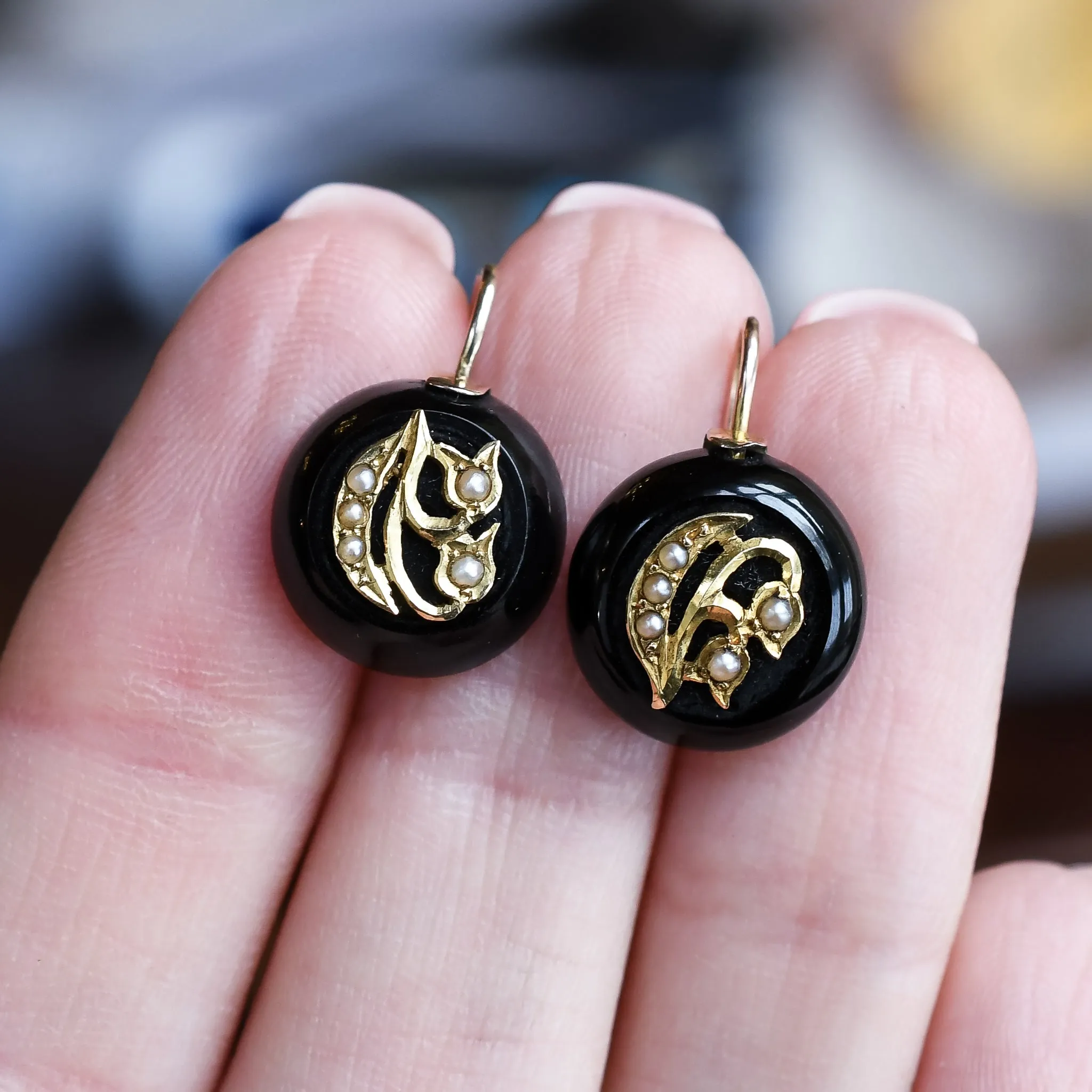 Victorian Jet "Lily Of The Valley" Earrings