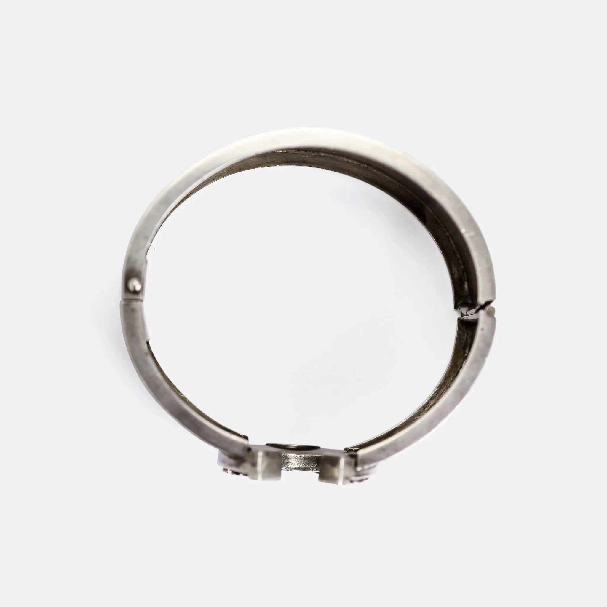 Victorian "Good Luck" Silver Cuff Bangle