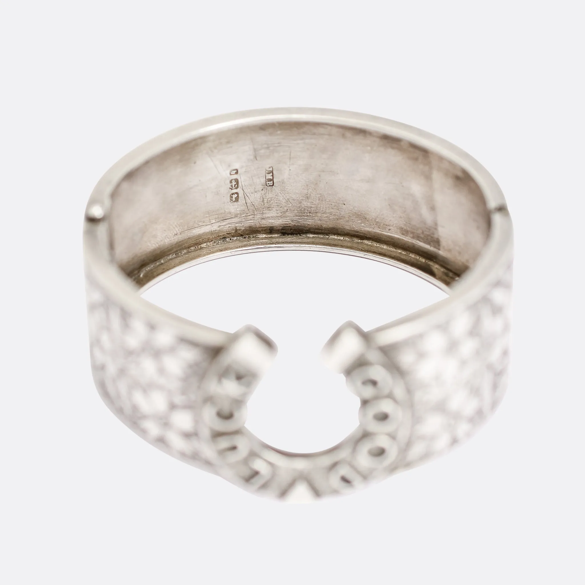 Victorian "Good Luck" Silver Cuff Bangle