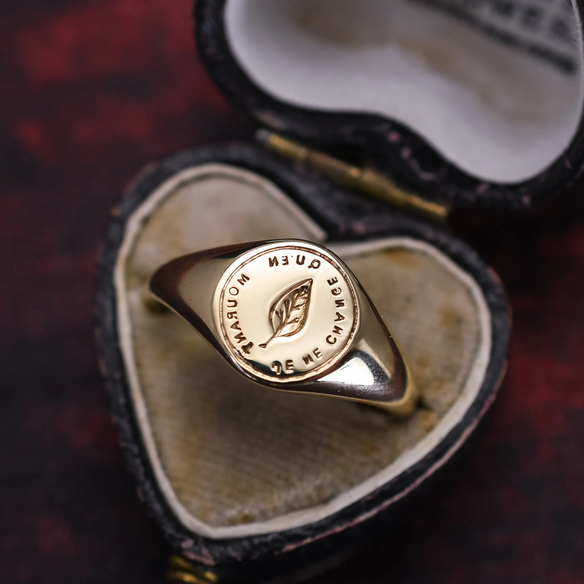 Victorian "I Only Change When I Die" Gold Signet Ring