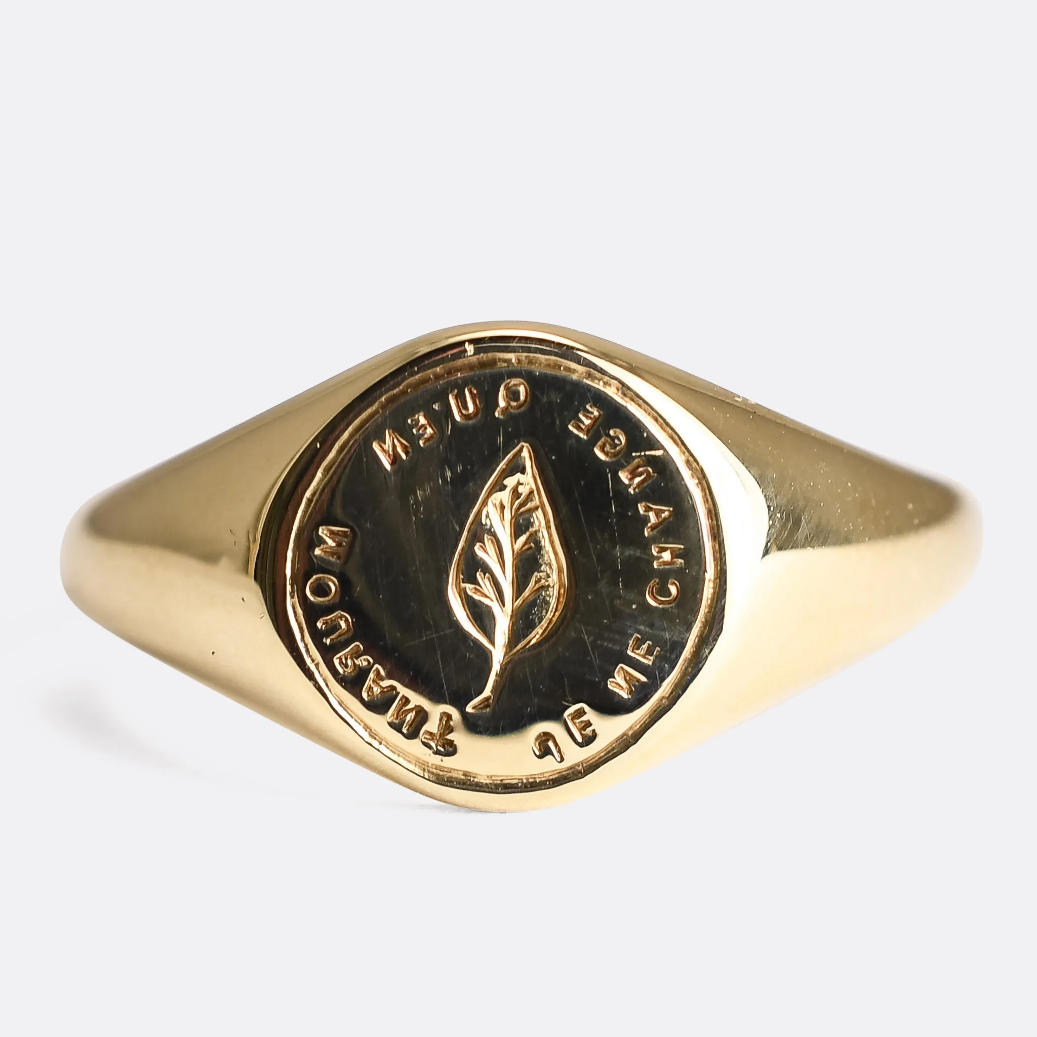 Victorian "I Only Change When I Die" Gold Signet Ring