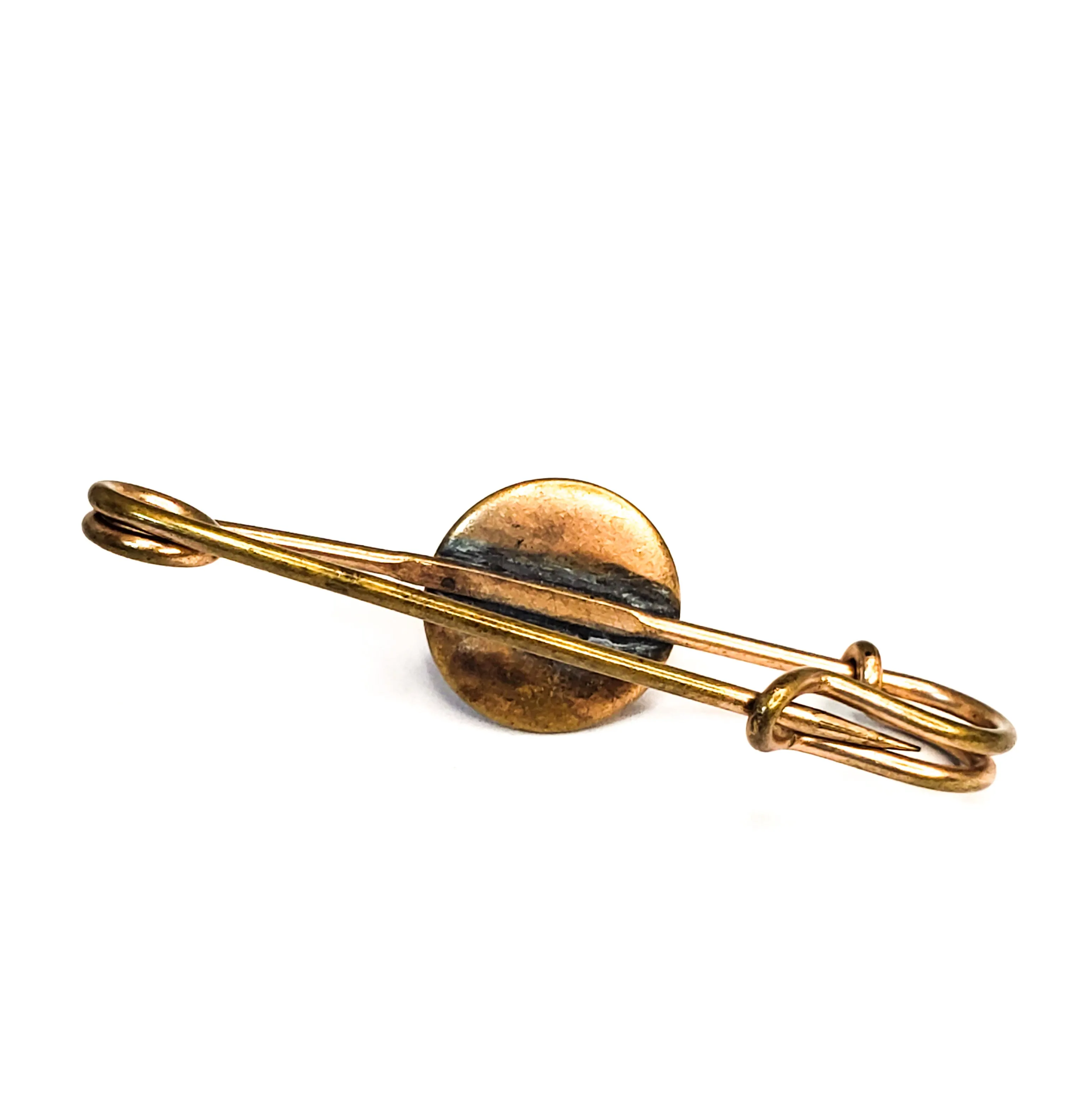 Victorian rolled 10kt gold deep ruby red paste lace pin