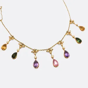 Victorian Sapphire Multigem Swag Necklace