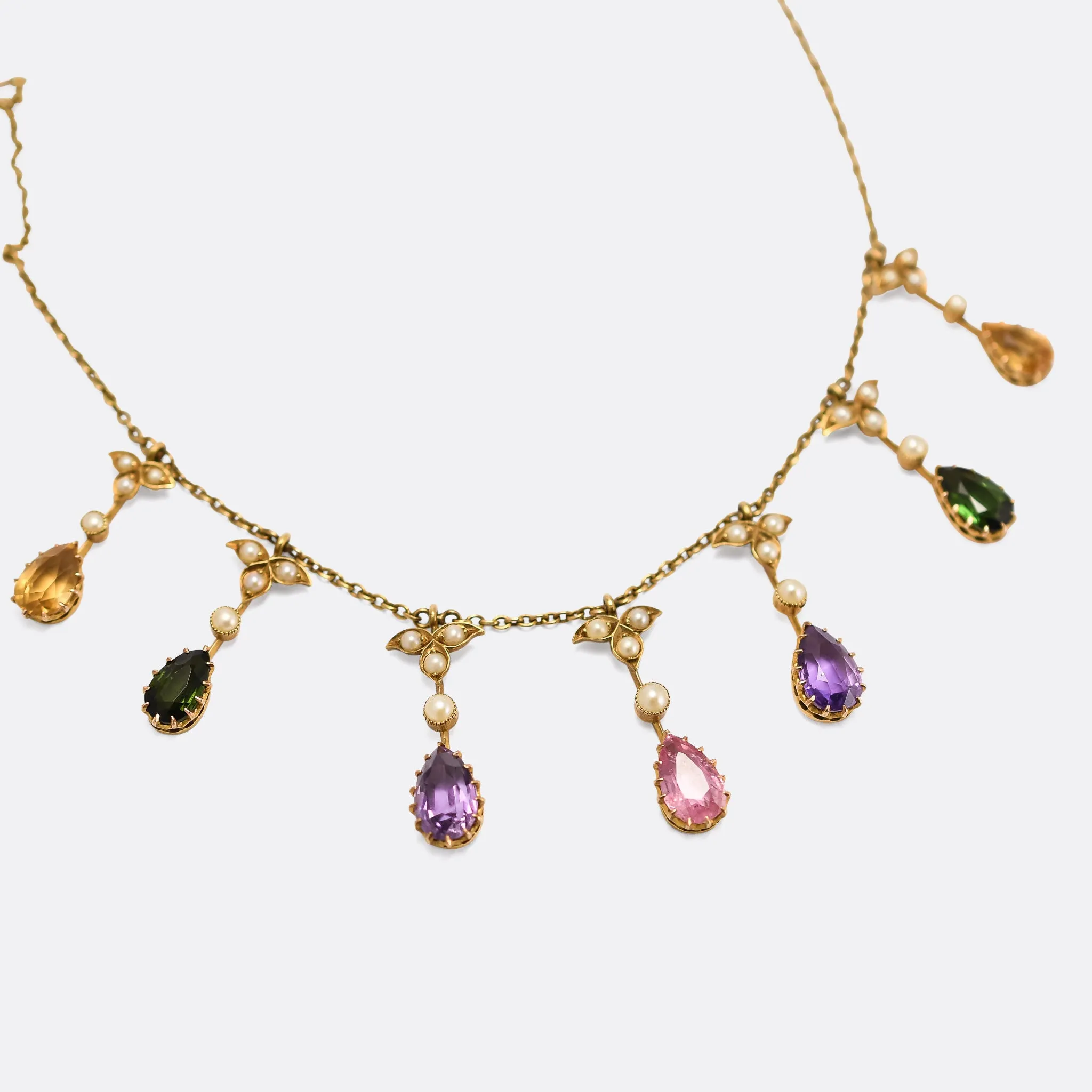 Victorian Sapphire Multigem Swag Necklace