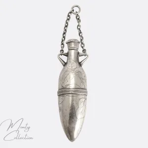 Victorian Silver Amphora Scent Bottle Pendant