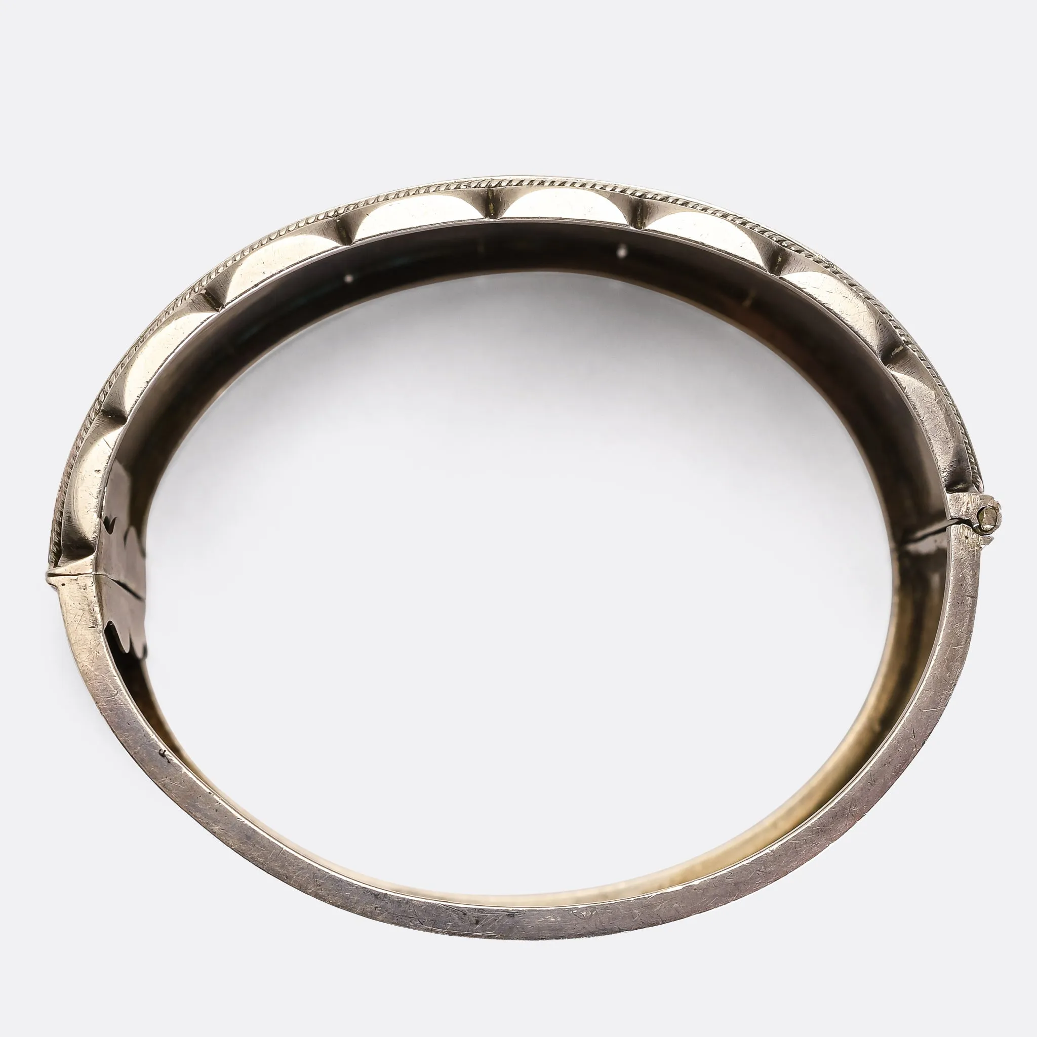 Victorian Silver Ivy Leaf Cuff Bangle