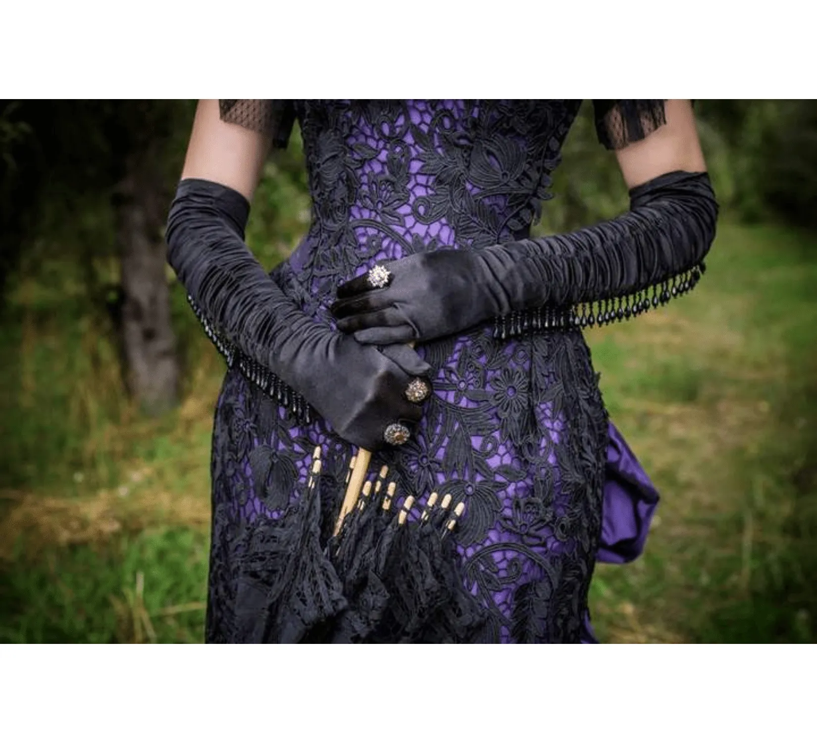 Victorian violet ballroom lacy taffeta gown