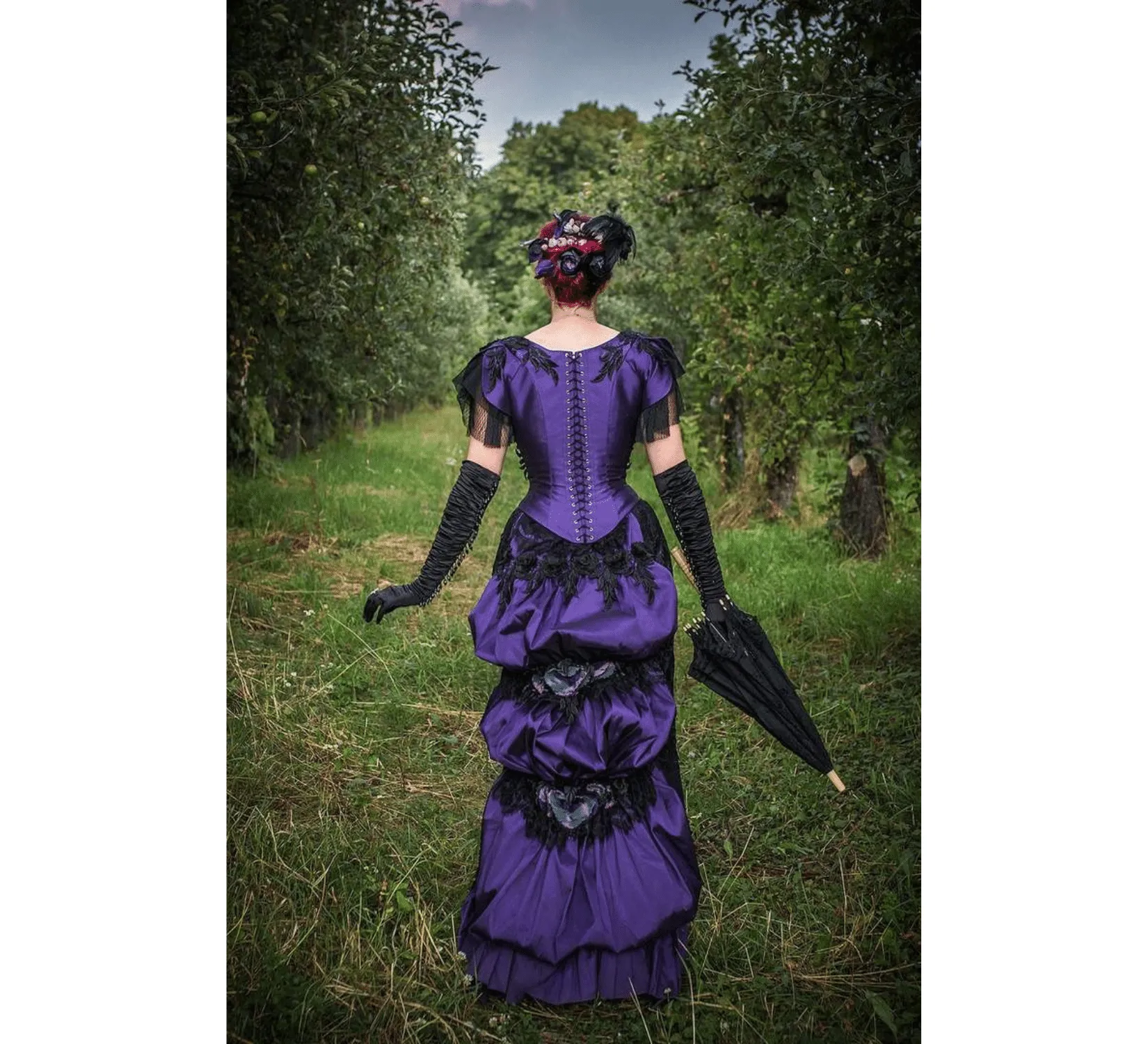 Victorian violet ballroom lacy taffeta gown