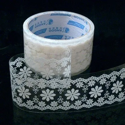 Victorian White Lace Transparent Deco Tape - Floral Pattern (07)