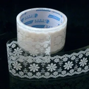 Victorian White Lace Transparent Deco Tape - Floral Pattern (07)