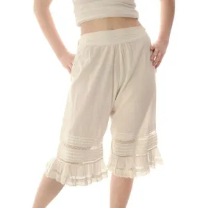 Vintage Antique Ladies Bloomers White Cotton Fancy 26" Waist Small