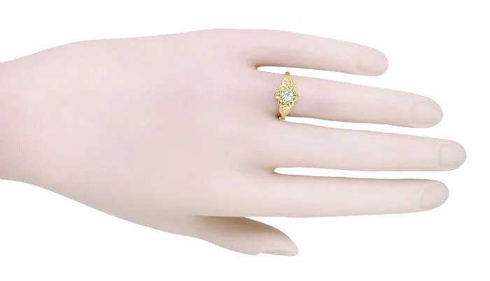 Vintage Buttercup 1/4 Carat Diamond Victorian Engagement Ring in Yellow Gold