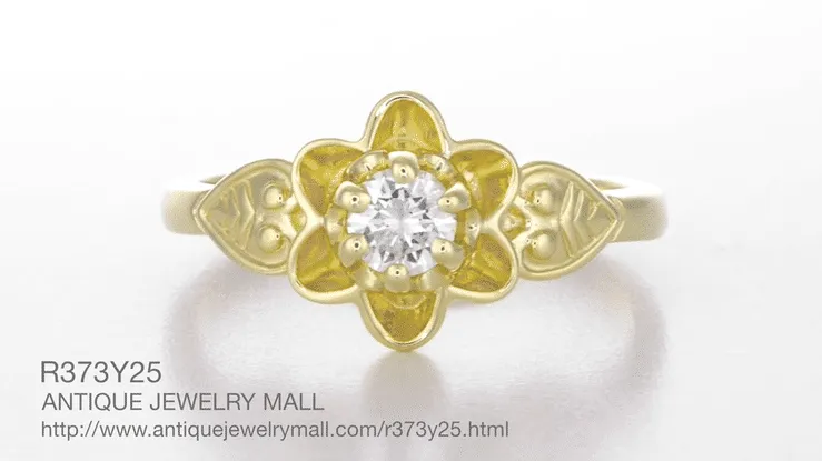 Vintage Buttercup 1/4 Carat Diamond Victorian Engagement Ring in Yellow Gold