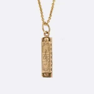 Vintage Gold 'Blues Harp' (Harmonica) Charm