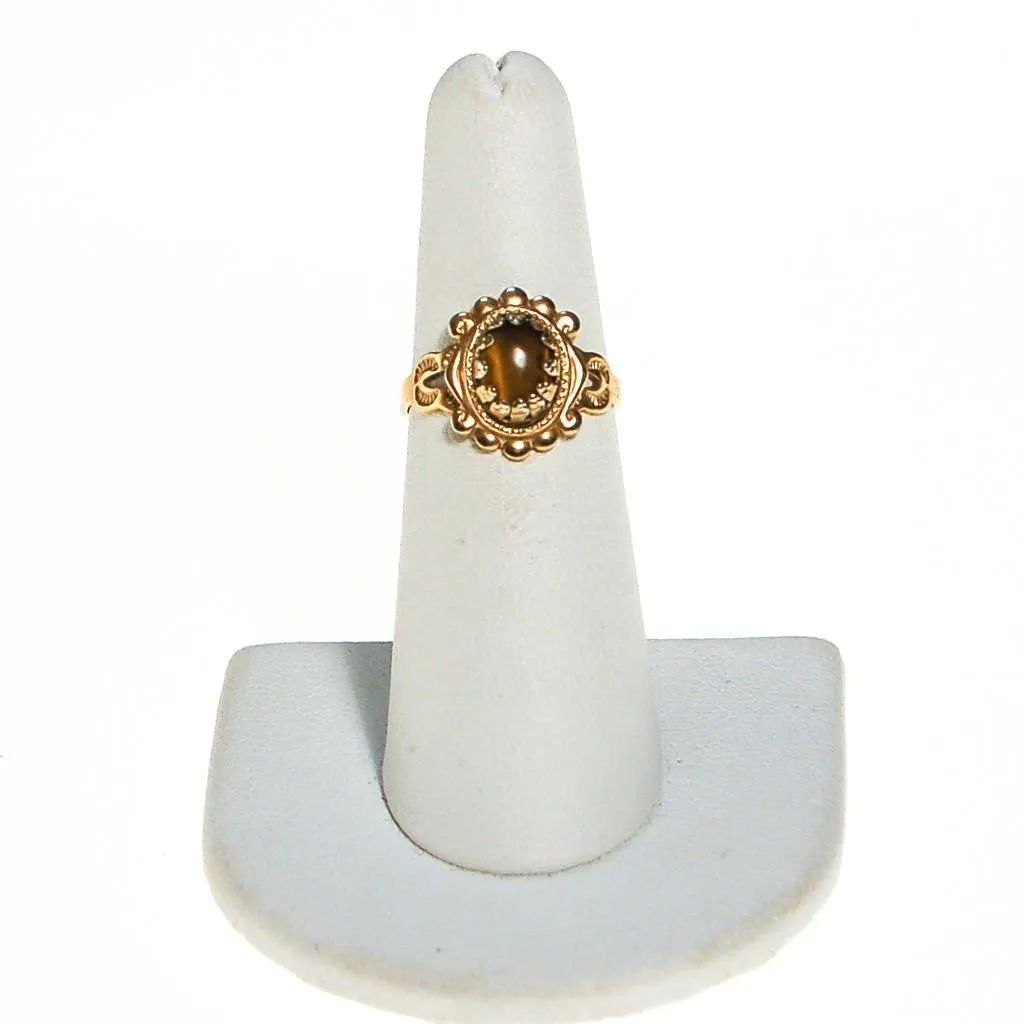 Vintage Tigers Eye Ring, Victorian Revival Setting