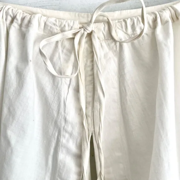 Vintage VICTORIAN Ivory Cotton Split Bloomers Pantaloons with Eyelet Lace Trim-M