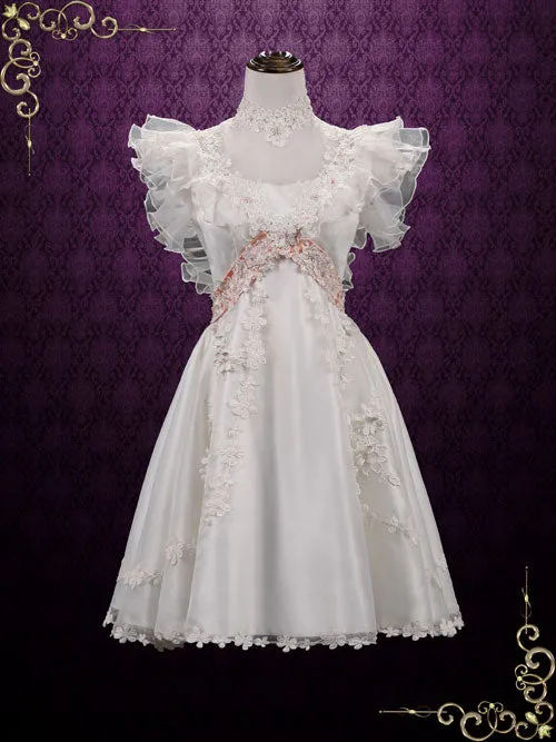 Vintage Victorian Style Short Lace Wedding Dress | Alma