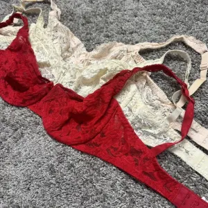 Warner’s Blanche VTG Bras Lot of 3 Size 34D Cream Pink Red Lace Bow