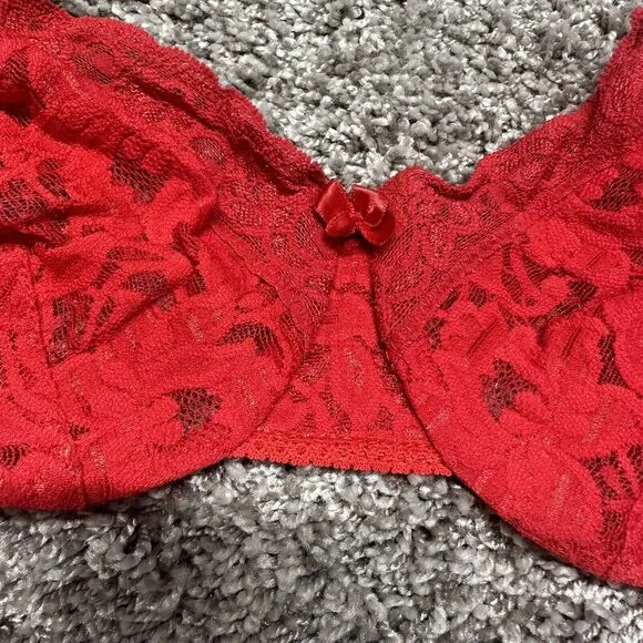 Warner’s Blanche VTG Bras Lot of 3 Size 34D Cream Pink Red Lace Bow
