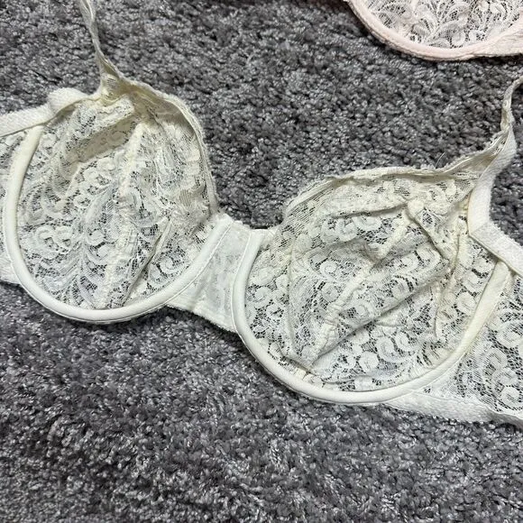Warner’s Blanche VTG Bras Lot of 3 Size 34D Cream Pink Red Lace Bow