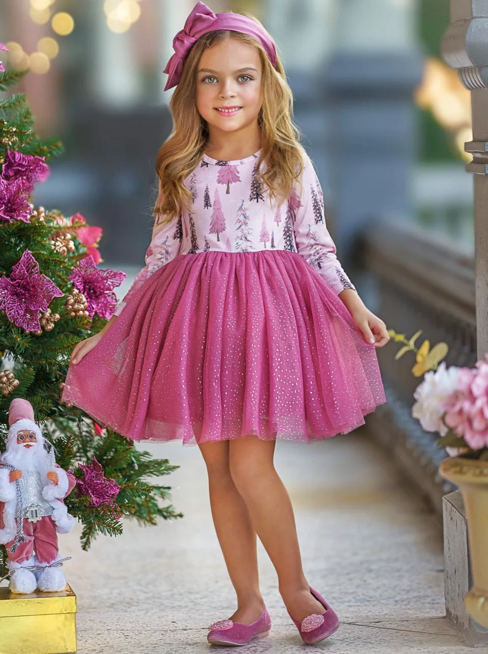 Winter Blush Tree Print Tulle Tutu Dress