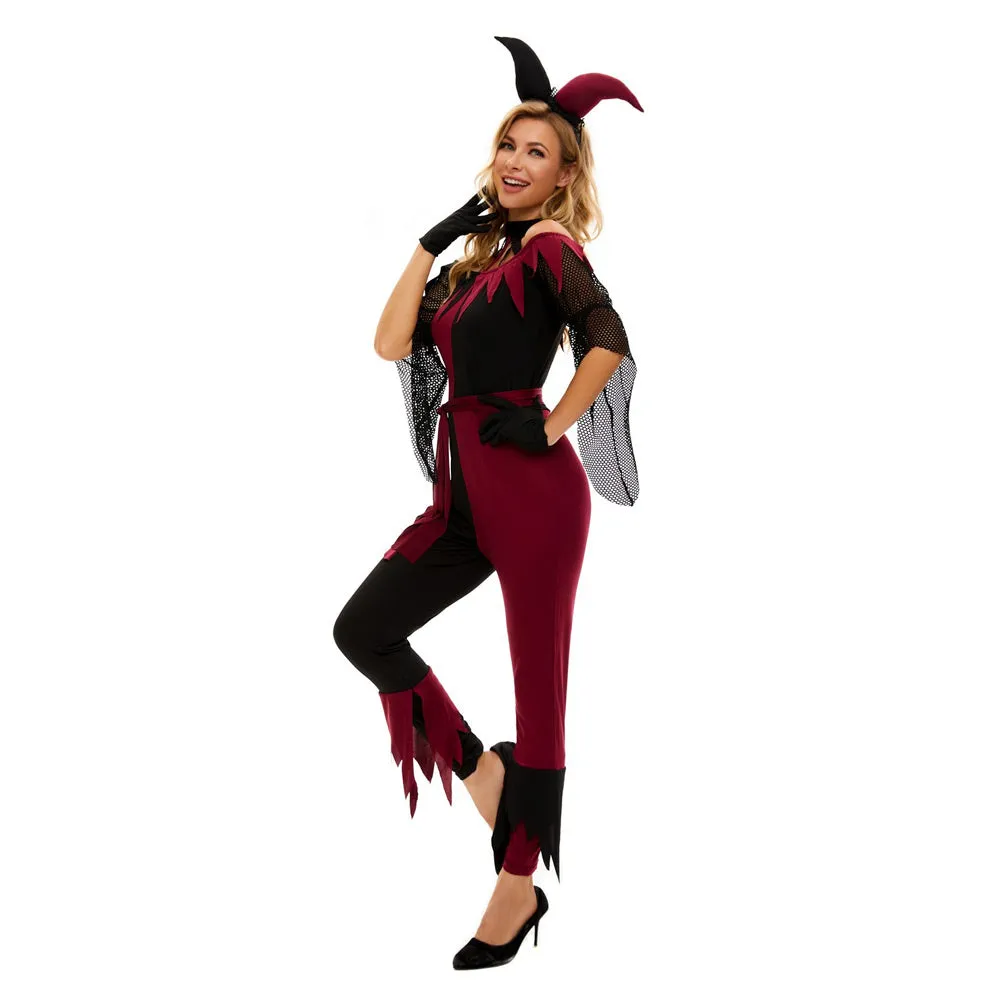 Women Clown Circus Cosplay Costume Performance Outfits Halloween Carnival Suit