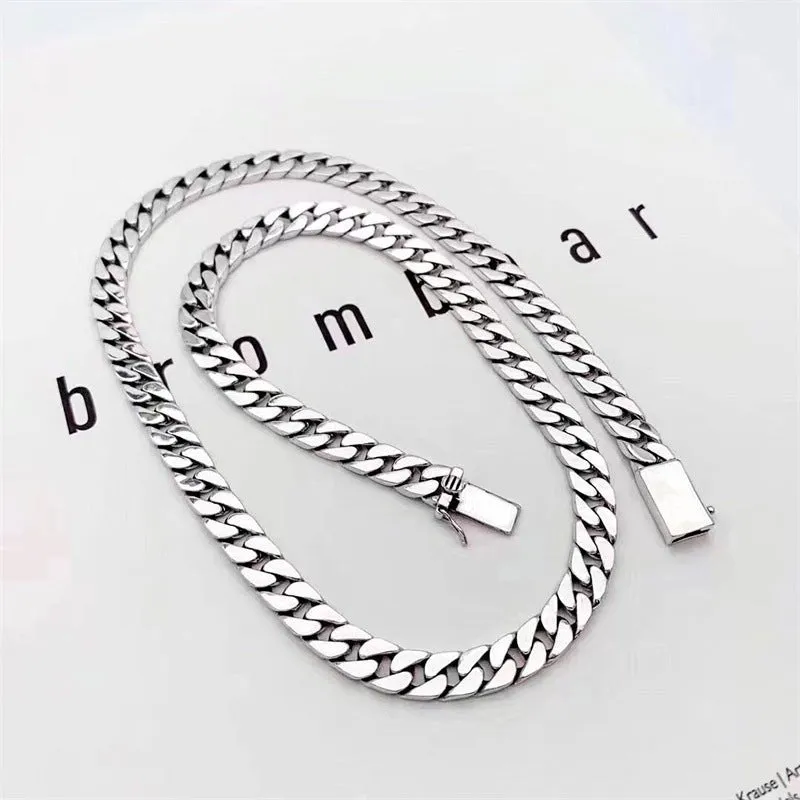Woowooh Silver Iced Cuban Link Chain 24 Inch for Men