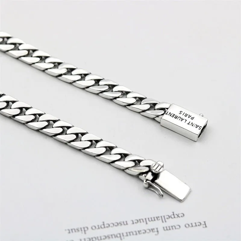 Woowooh Silver Iced Cuban Link Chain 24 Inch for Men