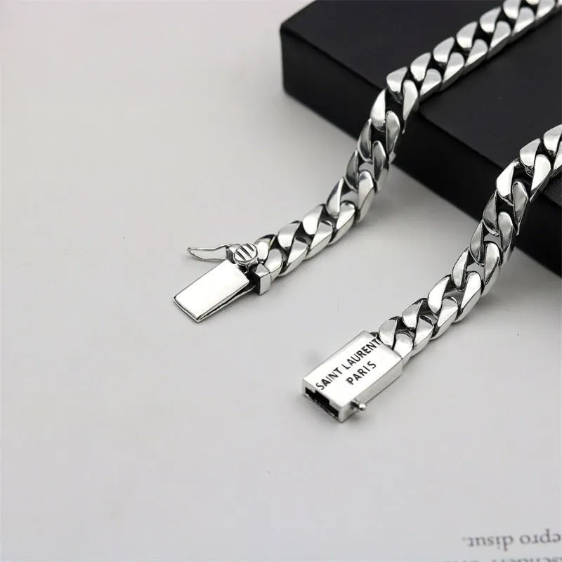 Woowooh Silver Iced Cuban Link Chain 24 Inch for Men