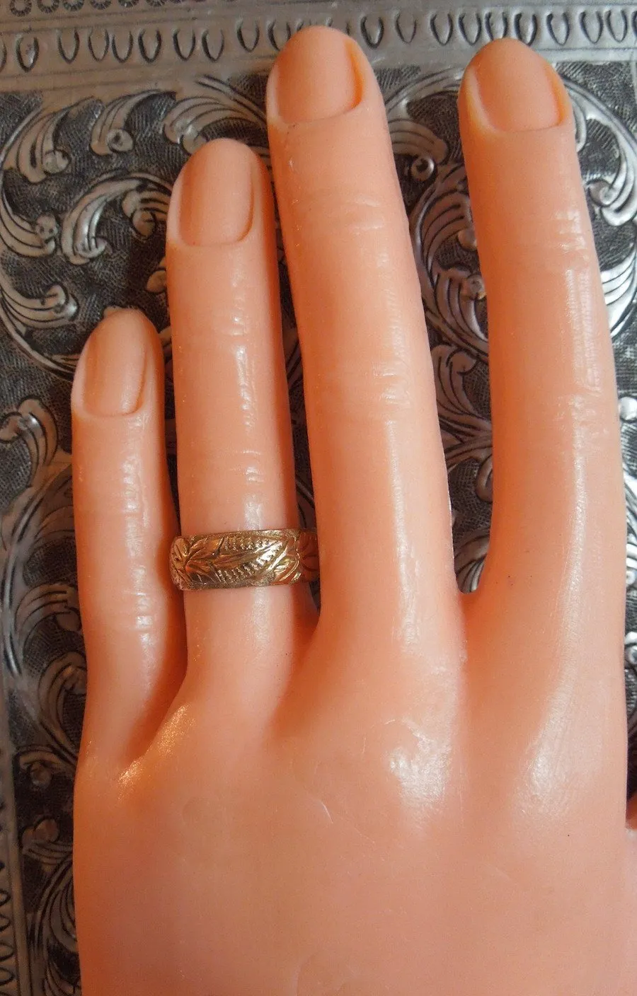 Yellow Gold Viners Ltd. Wide Floral Gold Band